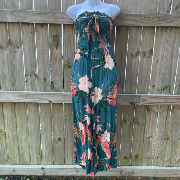 Patrons of Peace Pants - Patron of Peace sleeveless Green Hawaiian Floral jumpsuit